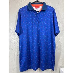 Redvanly Golf Polo‎ Shirt Men's Blue Geometric Performance Stretch Size Large
